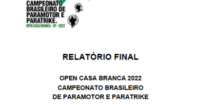 Relatório Final do OPEN Casa Branca 2022 – Campeonato Brasileiro de Paramotor e Paratrike